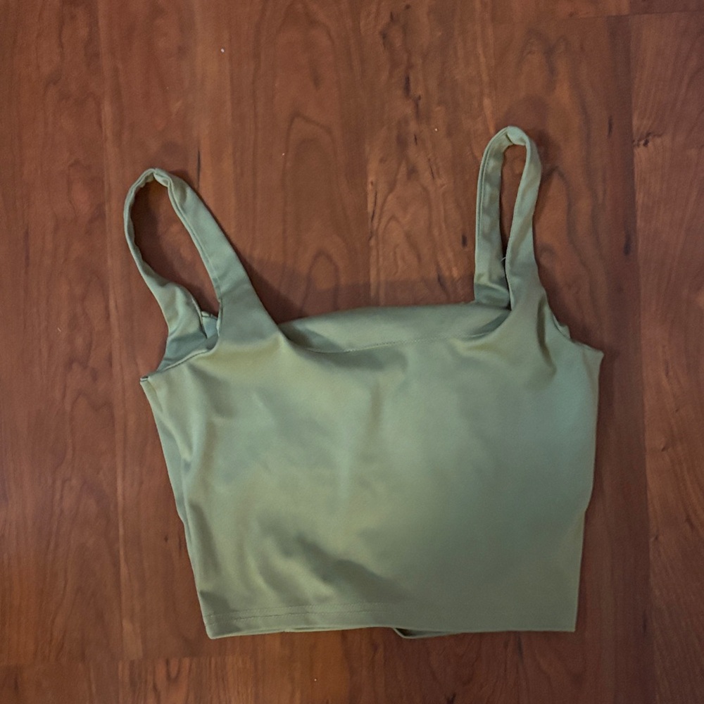 Green Ruched Square-Neck Top - Picture 3 of 4